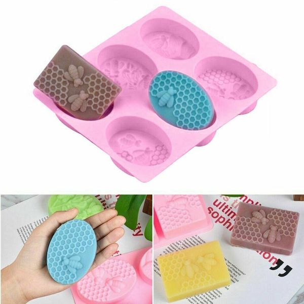 

6 hole oval soap molds silica gel bee shape handmade soap mold portable unique soap making tools fast delivery support csv ship wmtffg