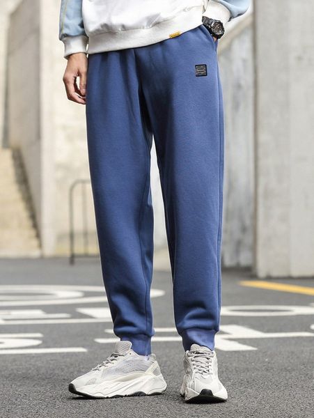 

men patched detail sweatpants t3fn#, Black