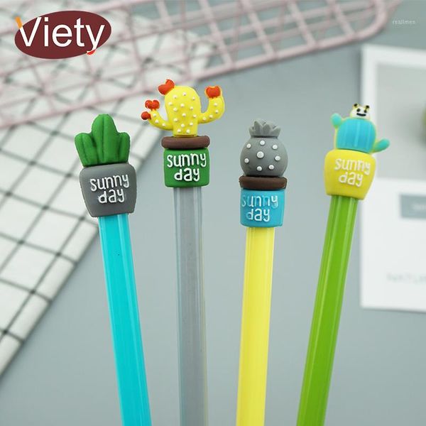 

1 x nature plant cactus potted plant gel pen writing pens stationery canetas escolar material school supplies papelaria1