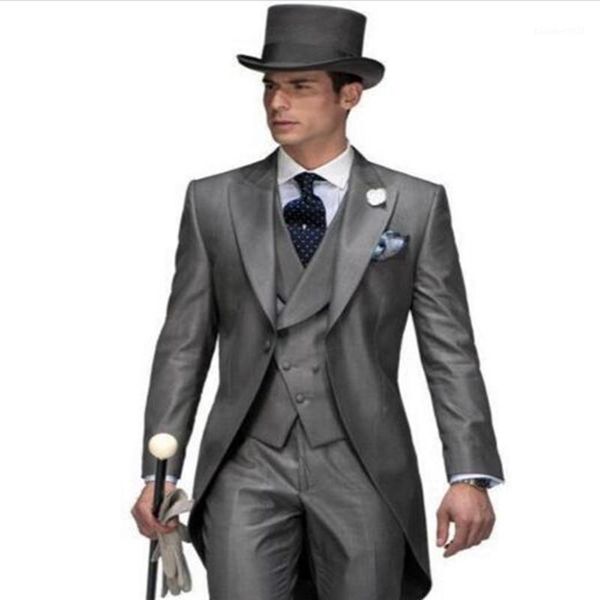 

men's suits & blazers grey beige groom tuxedos wedding for groomsman bridal mens tailcoat(jacket+pants+vest+tie)1, White;black