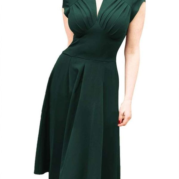 

hepburn style 50s waist closing slim big swing dress, Black;gray