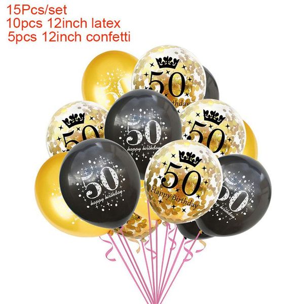 

15шт смешанные золотые конфетти воздушные шары номер 16 18 30 40 50 60 70 80 90 90 лет день рождения партии цифровой баллон латекс jllxrk