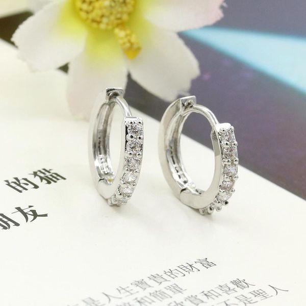 

fashion silver color sparkling single row zircon hoop earrings for women brincos oorbellen pendientes, Golden;silver