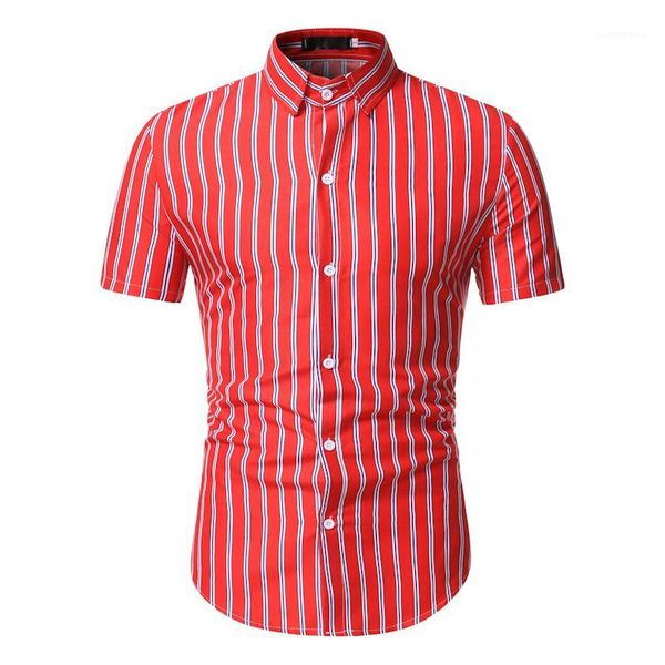 

mens short sleeve button down shirts striped turn down collar slim fit casual stylish shirts1, White;black
