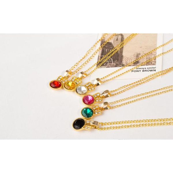 

rabbit controls the clavicle chain cute colorfull diamond crystal rabbit pendant necklace whole sqccsf homes2007, Silver