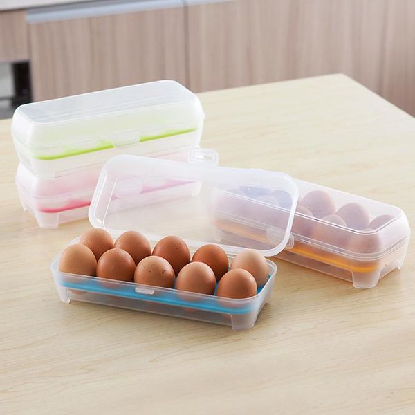 

storage bottles & jars 10 grids egg container refrigerator preservation box portable transparen plastic with cover kitchen tools