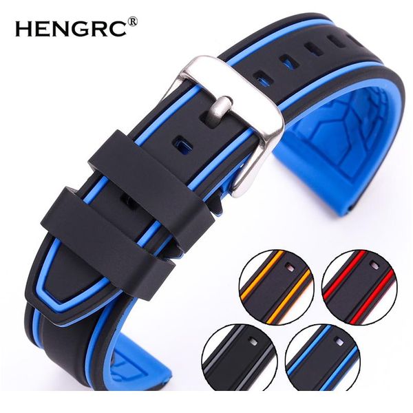 

soft rubber watchband women men color matching waterproof watch strap bracelet 20 22 24 26mm clock wrist band watch acc sqcvyd