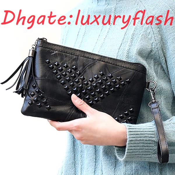 

2021new fashion badenroo genuine leather tassel women clutch bag rivet female shoulder crossbody bag fringed ladies messenger handbag bolsas