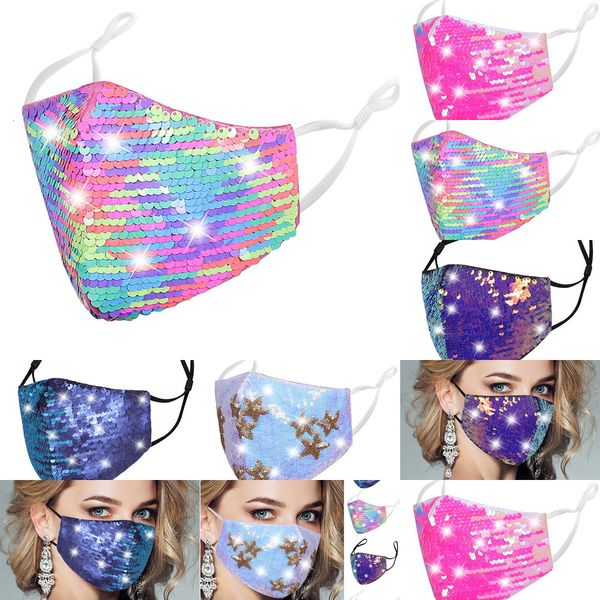 

sequined bling cotton fashion face mask designer colorful diamond masks dustproof breathable ear-mounted facemask 2 najd6