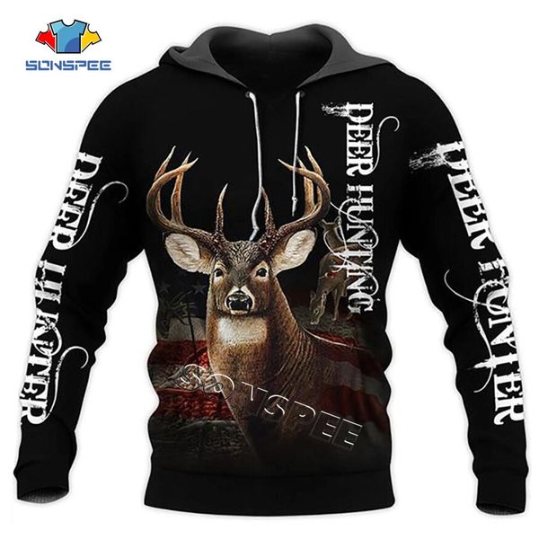 

sonspee zip hooded coat fashion casual pullover hoodie deer hunting 3d print harajuku hoodies men sweatshirts long sleeve q1208, Black
