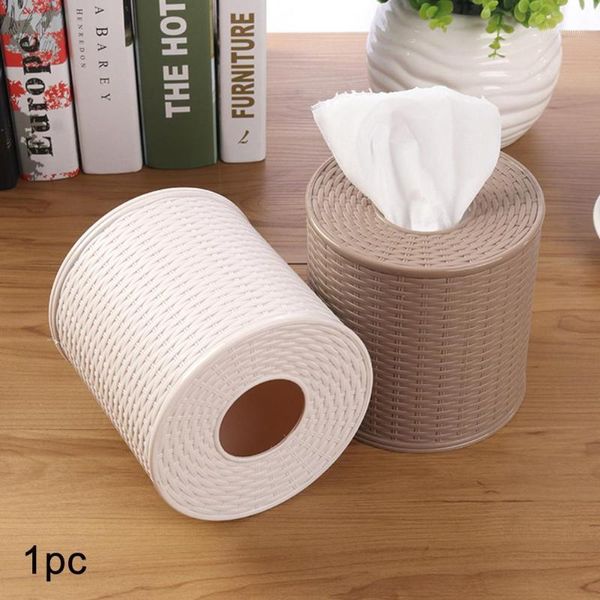 

tissue boxes & napkins dustproof round cover rattan style vintage napkin toilet roll paper holder storage deskel home decor kitchen box1