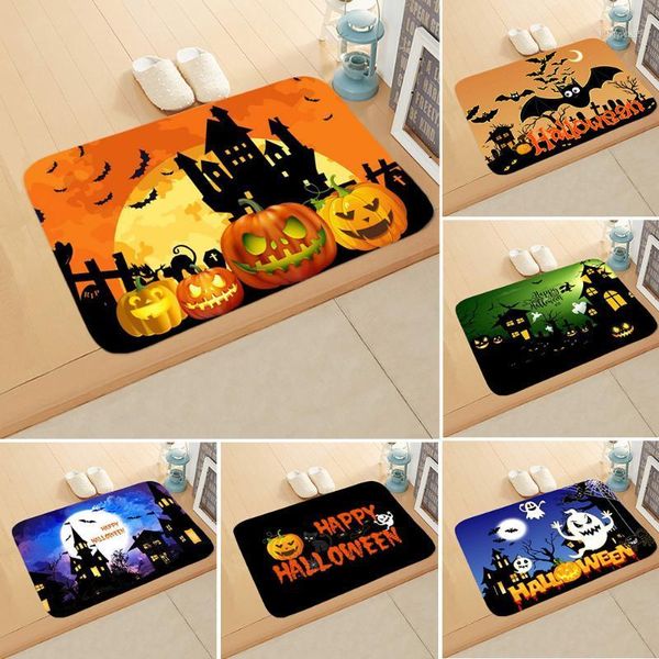 

halloween shop grave night pumpkin bat door entry mat long kitchen bathroom non-slip floor mat carpet1