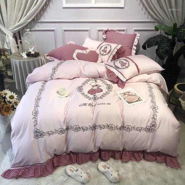 

j3 bedding set  size embroidery bedding sheet egyptian cotton bed linen ropa de cama king bed set duvet cover j/7pcs1