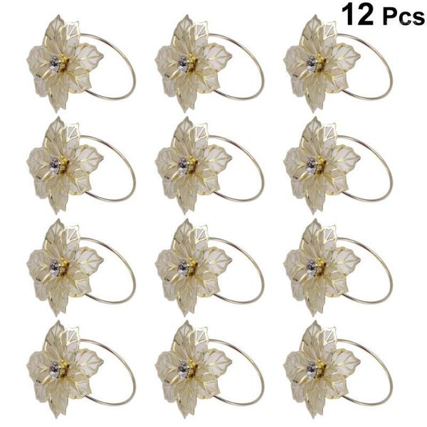 

napkin rings 24pcs decorative alloy ring flower holder wedding party dinner table decor (golden)1