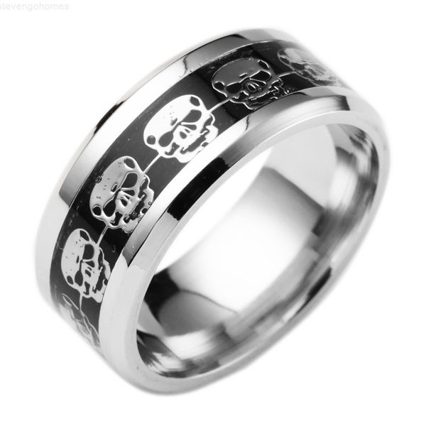 

factory7gvrjewelry for men gift mens fashion never rings fade stainless steel skull ring gold filled blue black skeleton pattern ma, Silver