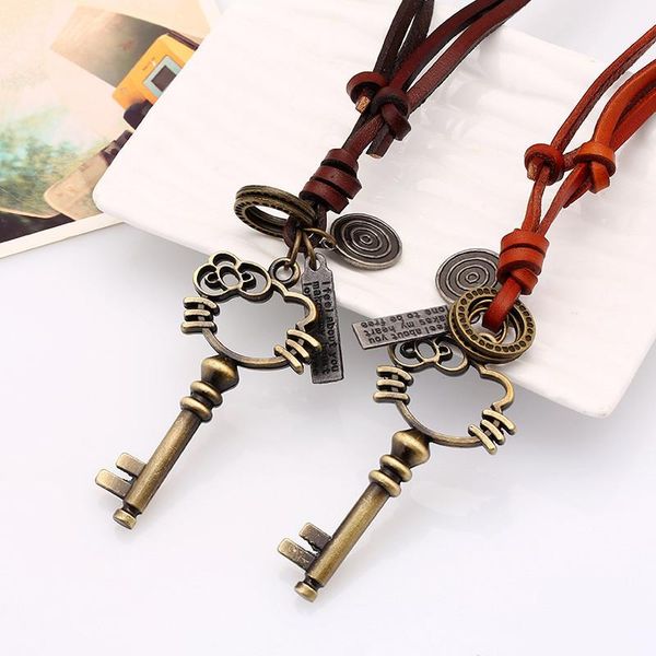 

pendant necklaces fashion vintage statement necklace women cute cat choker jewelry lovely leather rope & pendants p57, Silver
