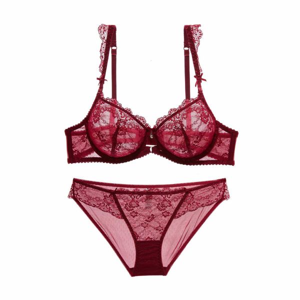 

new thin yarn lace suit no sponge large size girl bra, Red;black