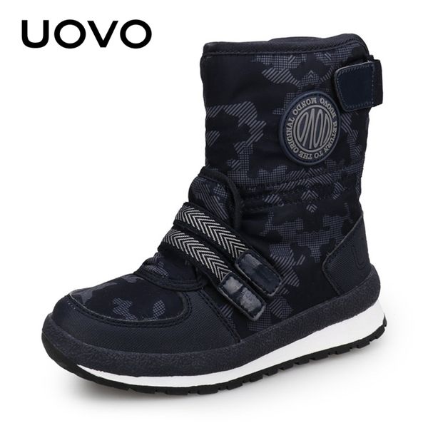

uovo 2020 new arrival kids snow boots for boys and girls warm winter shoes fashion mid-calf children footwear size eur #30-38 lj201202, Black;grey