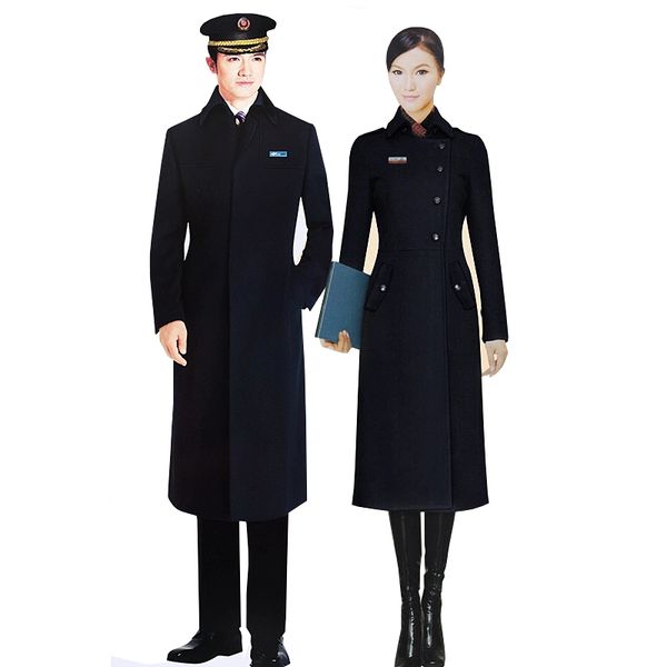 

mautumn winter work clothes, professional wear, coat, women's middle and long style thickened l front desk stewardess woolen, Black