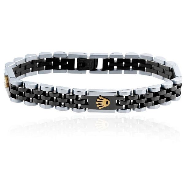 

luxury stainless steel crown bracelet for women black gold color pulseira feminina lover's engagement jewelry 0930 q1216