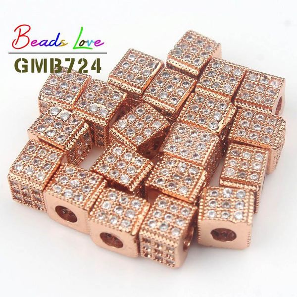 

3pcs/lot 6*5mm metal micro pave cz crystal beads square shape copper spacer beads for jewelry making diy charm men bracelets bbytqa