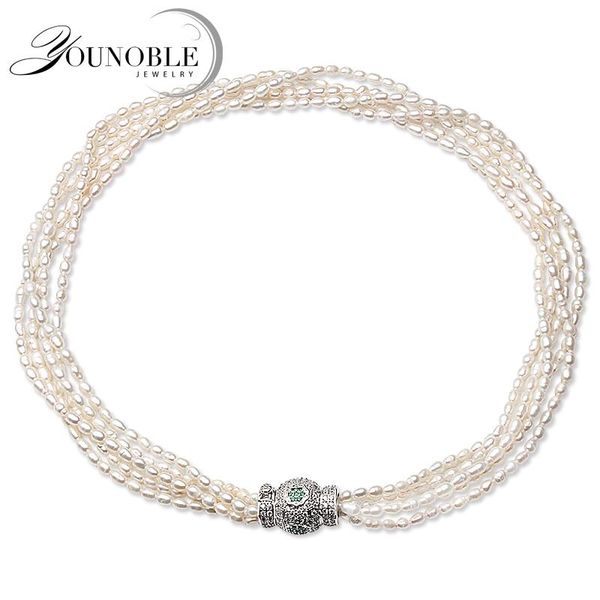 

beautiful multi layer natural pearl necklace women,trendy white freshwater double pearl necklace anniversary gift, Silver