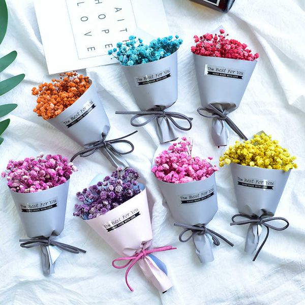 

dried flowers forget-me-not bouquet gift gypsophila diy wedding everlasting flower valentine day present decor