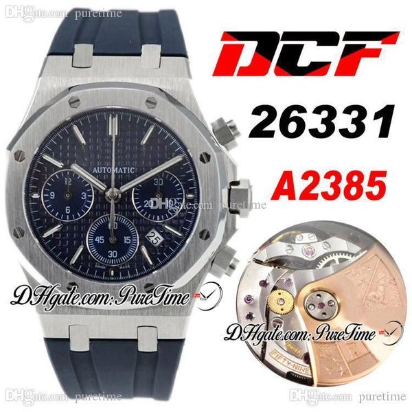 

dcf 26331 cal a2385 automatic chronograph mens watch blue textured dial stick markers blue rubber strap edition ptpa puretime a1, Slivery;brown