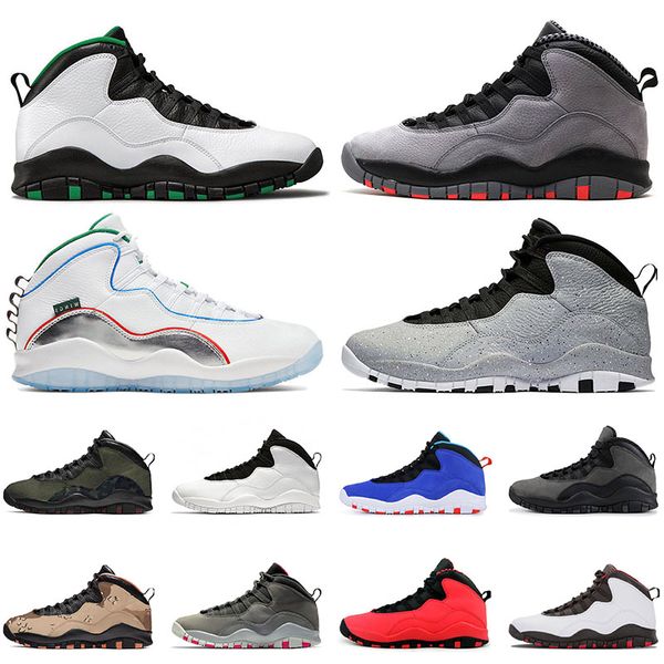 

basketball shoes 10 10s jumpman wings mens seattle shadow cool grey chicago trainer sports sneakers 7-13, White;red