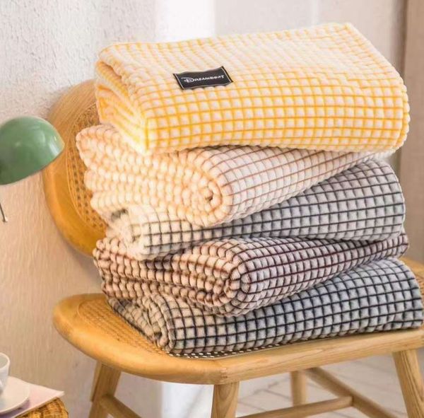

bonenjoy plaid yellow color plaid blanket coral fleece thow blankets for beds canape single bedspread blankets for sofa