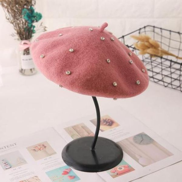 

берет женщины осень зима корейский стиль горный хрусталь винтаж восьмиугольная тыква шляпа капюшон крышка женские шляпы gorras старинный кап, Blue;gray