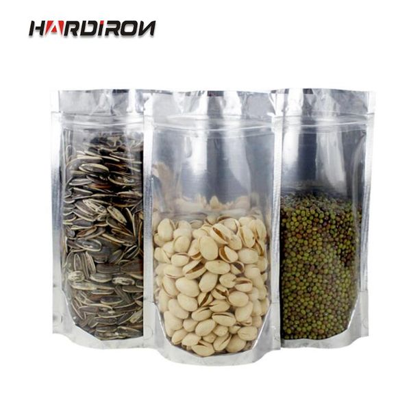 

storage bags transparent aluminum foil bag self-sealing zipper packaging standing resealable baking