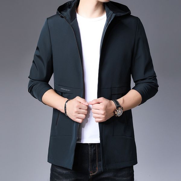 

mid long in autumn 2020 casual middle aged fashion detachable hooded jacket coat men's windbreaker, Tan;black