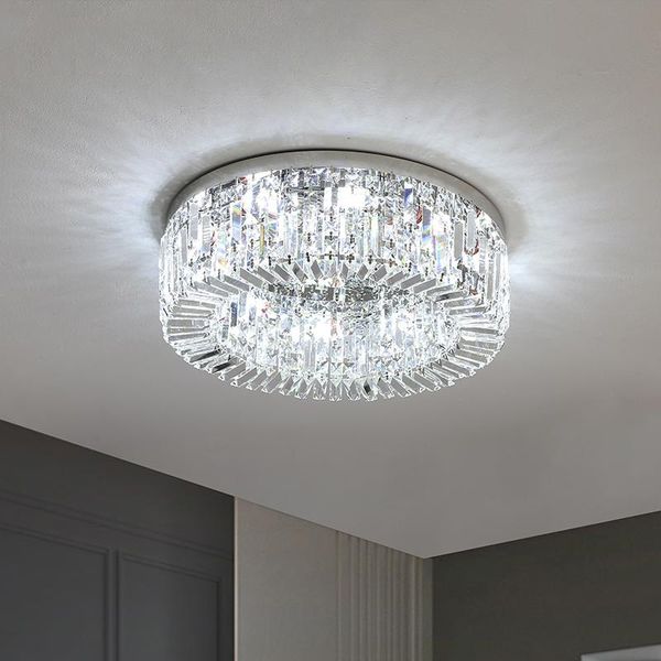 Luzes do teto moderno k9 lâmpada de cristal moda tendência sala de estar crianças quarto mesa de jantar led rodada