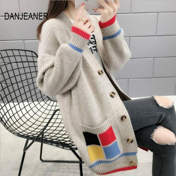 

women's knits & tees danjeaner autumn winter fashion korean style women casual sweater and cardigans long sleeve v neck button up overs, White