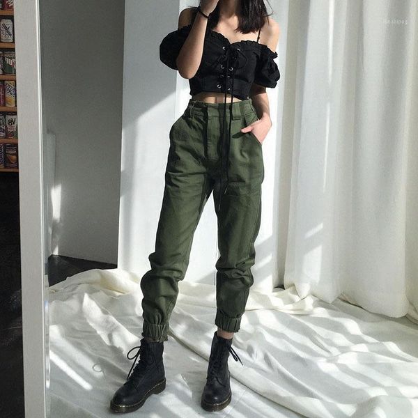 

high waist pants camouflage loose joggers women army harem camo pants streetwear punk black cargo women capris trousers1, Black;white