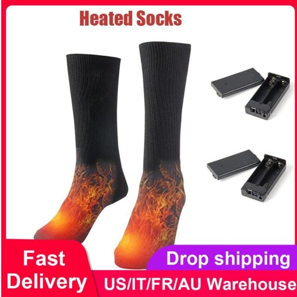 

3v thermal cotton heated socks men women battery case battery operated winter foot warmer electric socks warming, Black