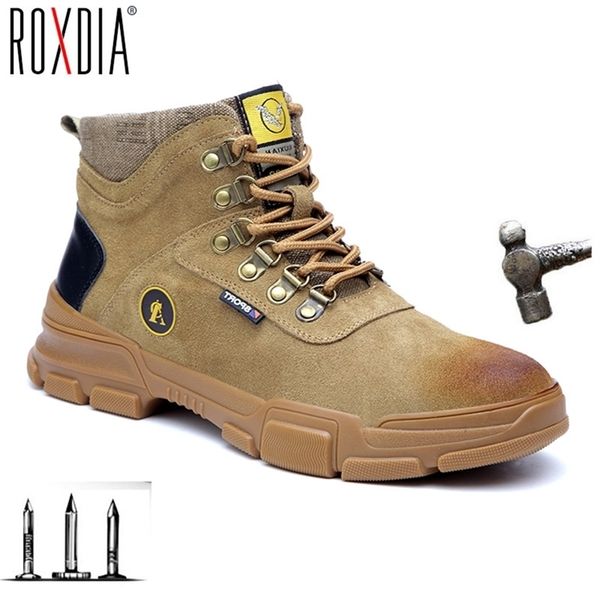 

dropshipping women work sneakers men safety shoes steel toe cap anticollision fashion outdoor plus size roxdia brand rxm231 y200915, Black;brown