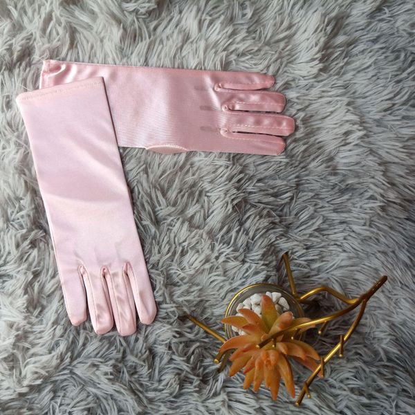 

wrist length satin gloves for children finger wedding party dress gloves for flower girls guantes blue white pink gloves h sqctad