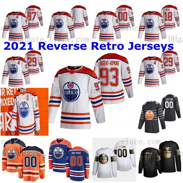 

97 connor mcdavid colby cave leon draisaitl ryan nugent-hopkins gretzky medurs kassian barrie custom edmonton oillers hockey jersey shist, Black;red