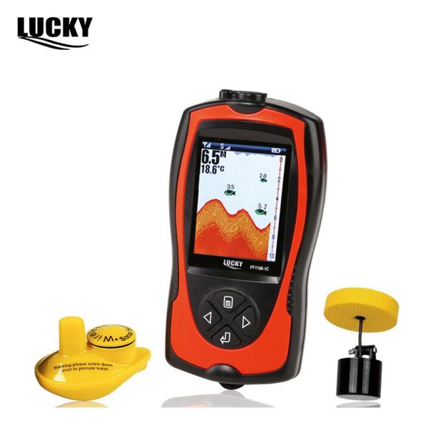 

fish finder lucky ff1108-1c portable wireless & wired sonar transducer kit with 100m depth capability fishing sensor