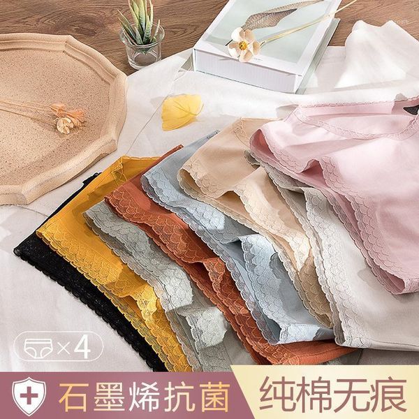 

graphene non-marking underwear women pure cotton antibacterial student thin non-sense underwear women mid-waist large size new1, Black;pink