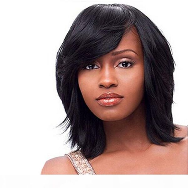 

new arrival wig natural wave curl with bangs beauty natural hair line soft human hair front lace wigs & full lace wig, Black