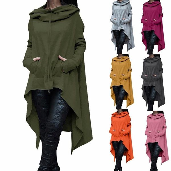 

solid women hoody color fashion oversize hoodies 2019 pullover coat sweatshirt outwear hooded mantle irregular loose pajsk, Black;white