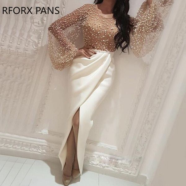 

beaded embellished mesh patchwork slit dress t200319, White;black