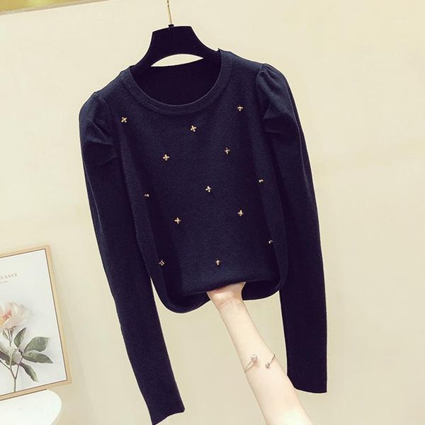 

women's sweaters ljsxls 2021 autumn winter pull femme beading sweater women fashion striped long sleeve womens pullovers1, White;black