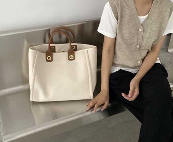 

new canvas bag shoulder large capacity student contracted mini plush portable zc 21012803dq