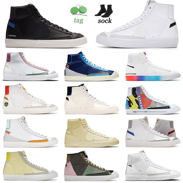 

fashion 2022 blazer mid 77 flat casual shoes for mens women color code black overlays bicycle yellow popcorn vintage trainers sneakers 36-45