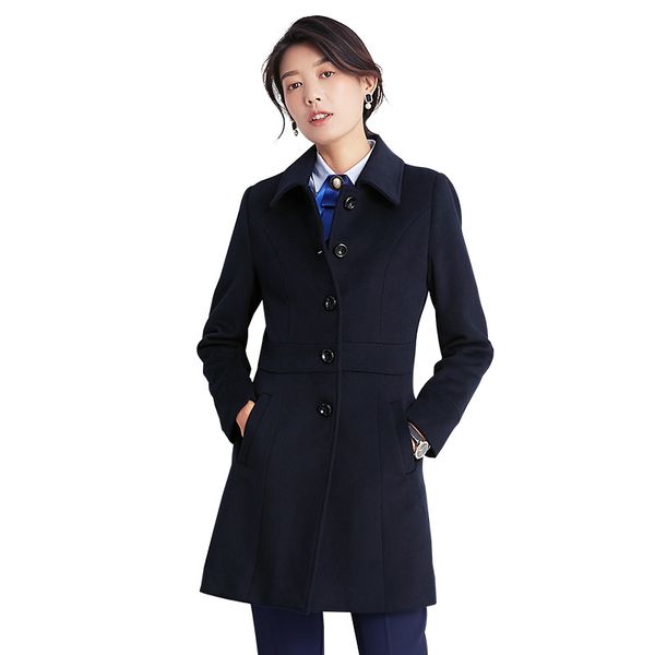 

mprofessional coat woollen overcoat medium length men's and women's same thickened sales building postal bank 4s shop tooling, Black