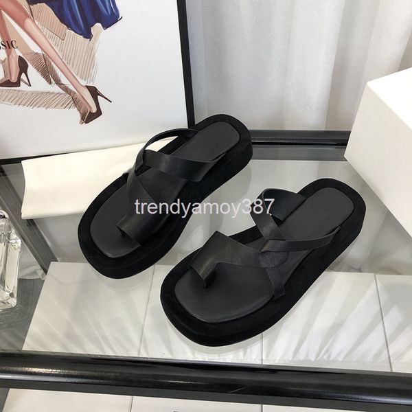 

slippers net red same style sandal women spring summer soft muffin with thick soles toes, casual color matching, wearing, Black